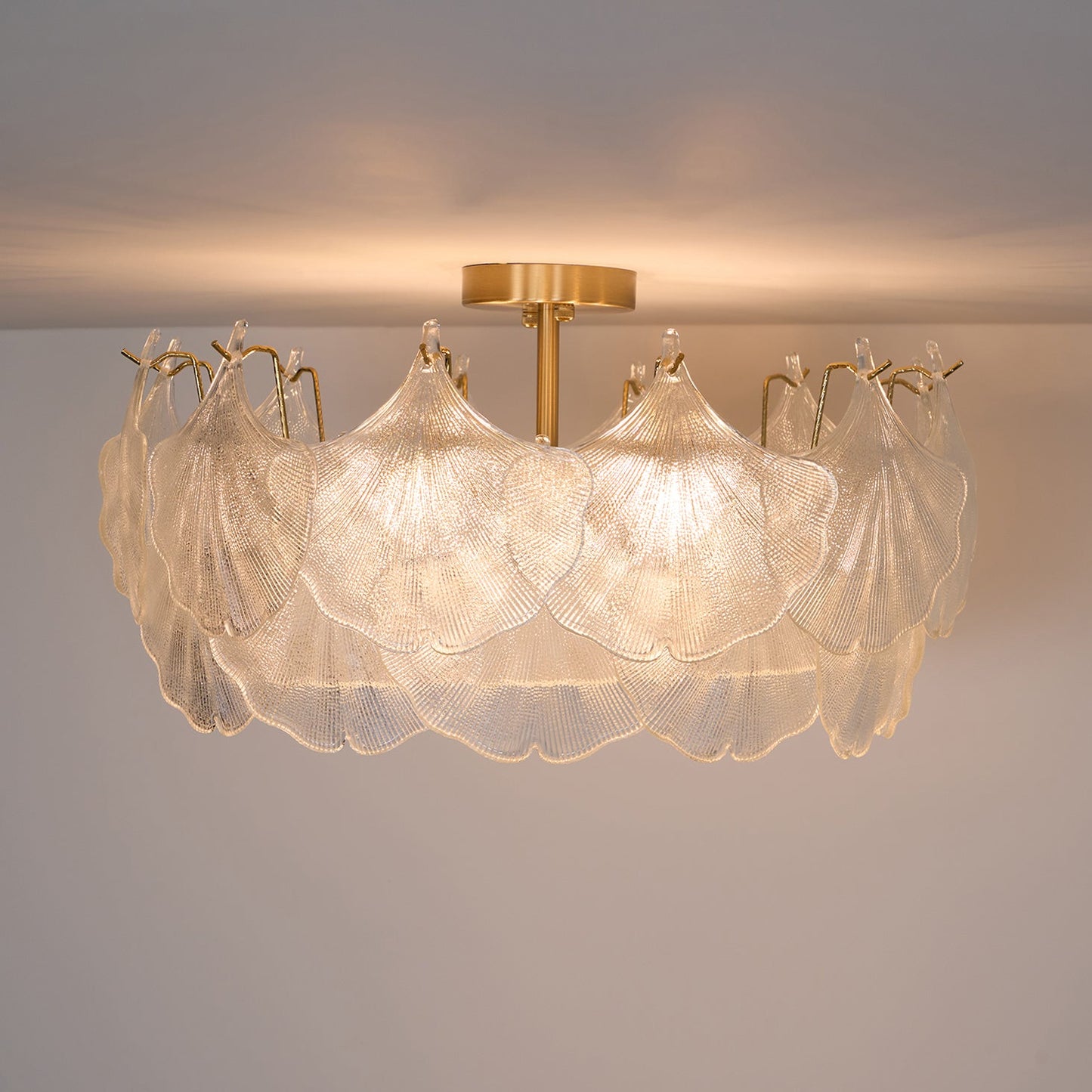 Maple Leaf Ceiling Light | Glass & Metal | Gold Finish