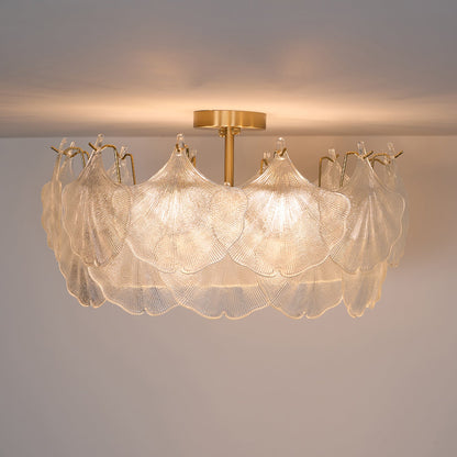 Maple Leaf Ceiling Light | Glass & Metal | Gold Finish