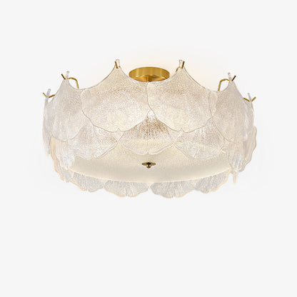 Maple Leaf Ceiling Light | Glass & Metal | Gold Finish