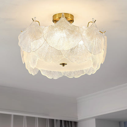 Maple Leaf Ceiling Light | Glass & Metal | Gold Finish