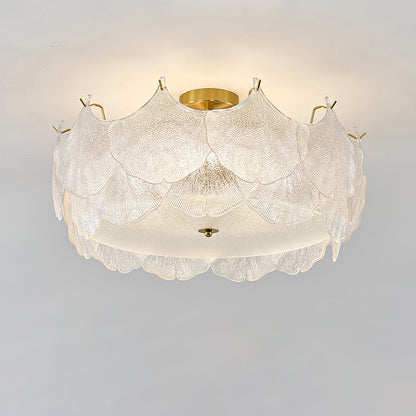 Maple Leaf Ceiling Light | Glass & Metal | Gold Finish