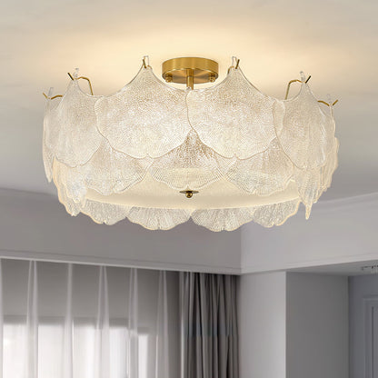 Maple Leaf Ceiling Light | Glass & Metal | Gold Finish
