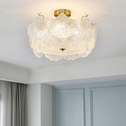 Maple Leaf Ceiling Light | Glass & Metal | Gold Finish