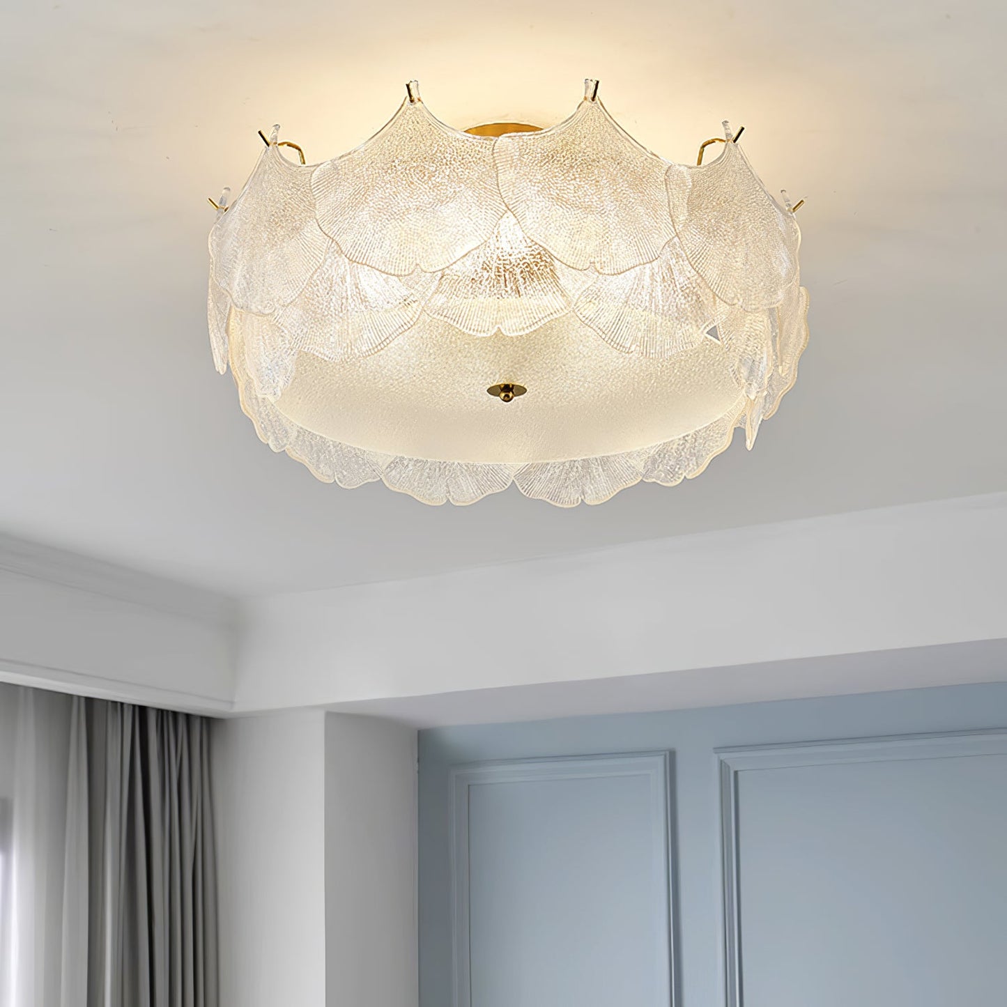 Maple Leaf Ceiling Light | Glass & Metal | Gold Finish