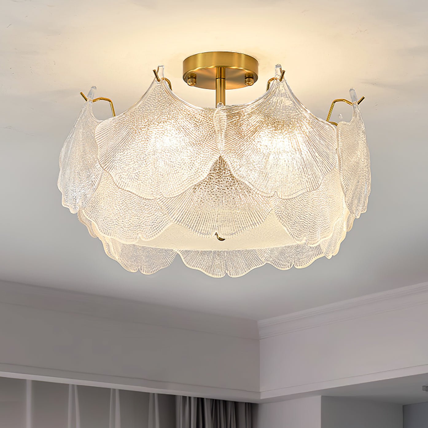 Maple Leaf Ceiling Light | Glass & Metal | Gold Finish