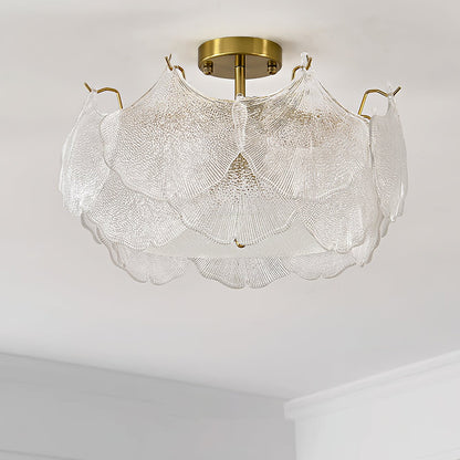 Maple Leaf Ceiling Light | Glass & Metal | Gold Finish