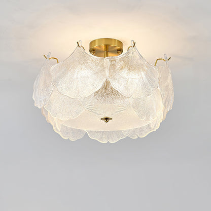 Maple Leaf Ceiling Light | Glass & Metal | Gold Finish