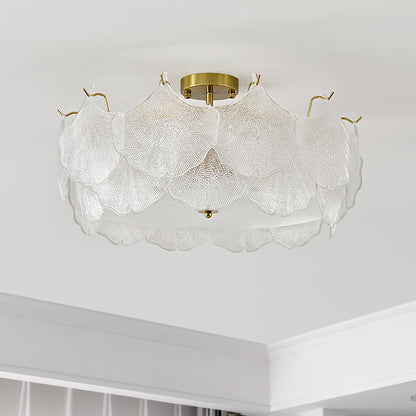 Maple Leaf Ceiling Light | Glass & Metal | Gold Finish