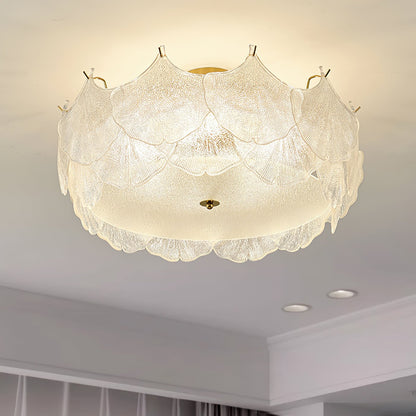 Maple Leaf Ceiling Light | Glass & Metal | Gold Finish