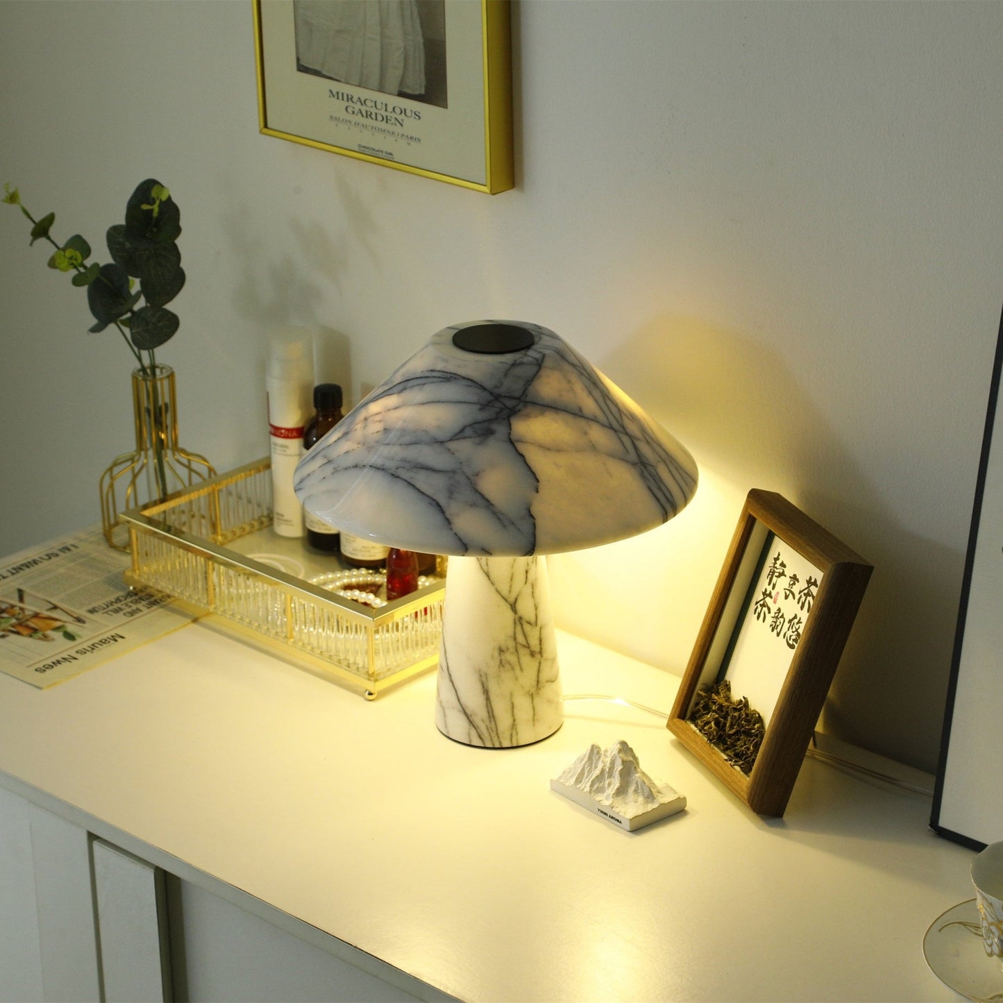 Marbella Marble Table Lamp | Marble | White