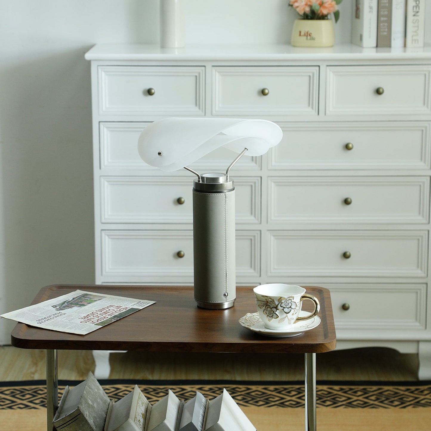 Marbella Table Lamp | Stone Base | Grey and White