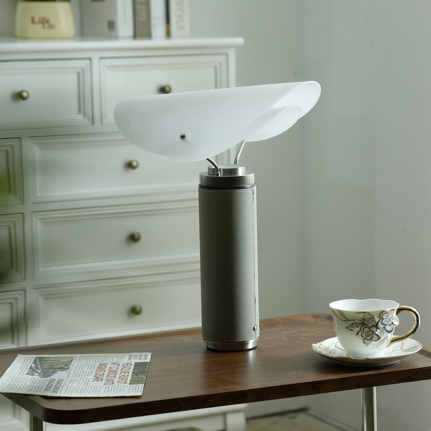 Marbella Table Lamp | Stone Base | Grey and White