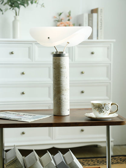 Marbella Table Lamp | Stone Base | Grey and White