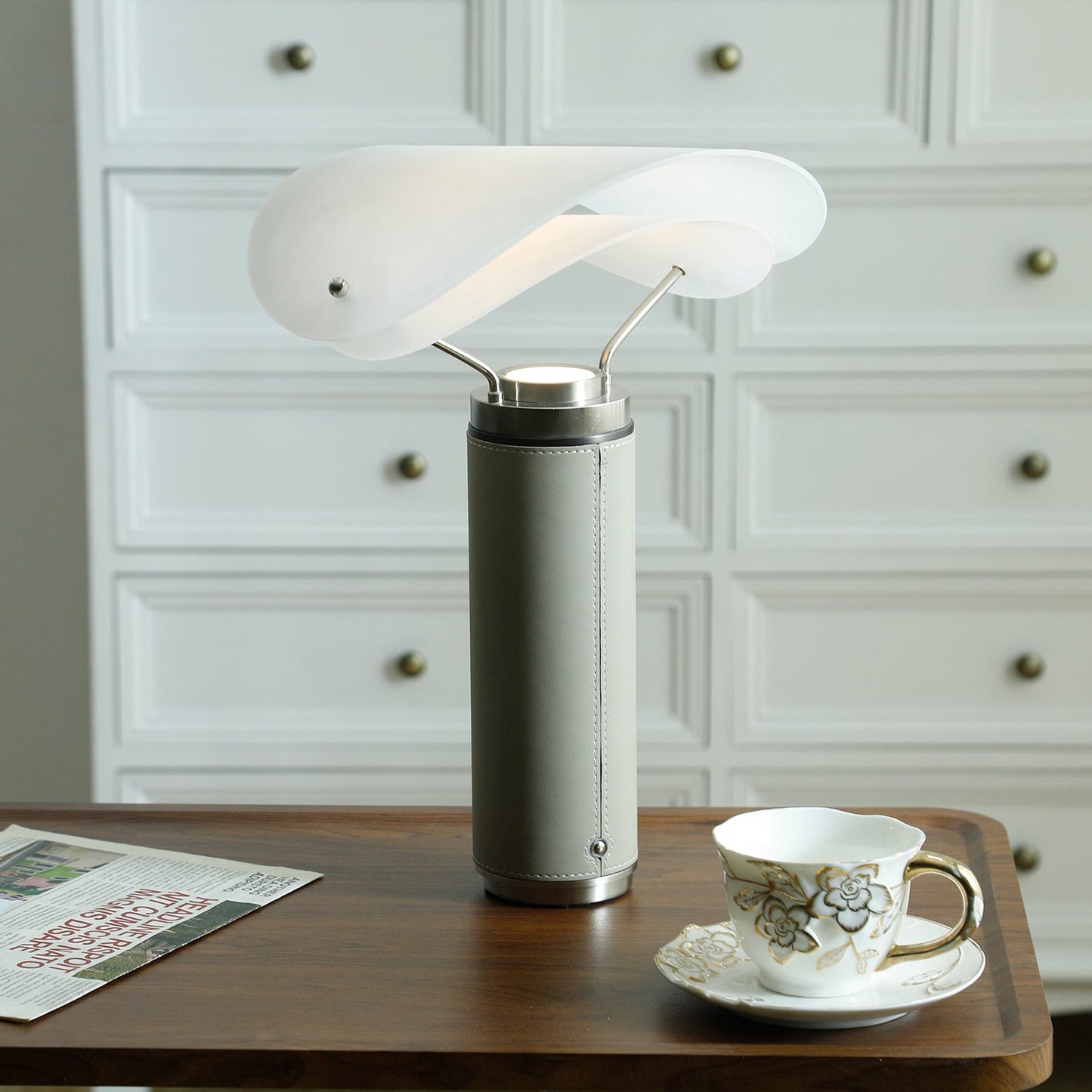 Marbella Table Lamp | Stone Base | Grey and White