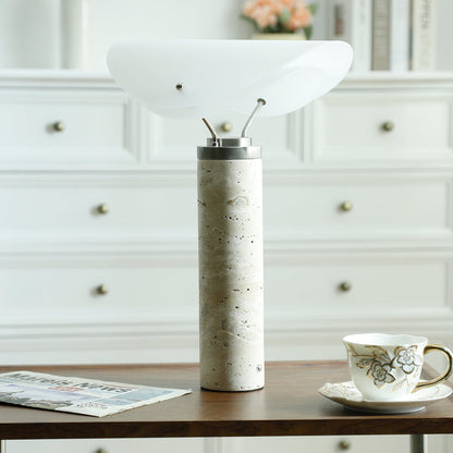 Marbella Table Lamp | Stone Base | Grey and White