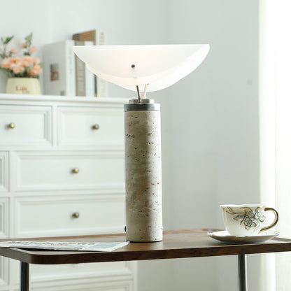Marbella Table Lamp | Stone Base | Grey and White