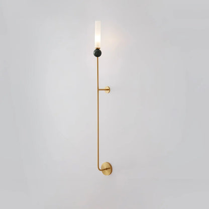 Marble Vertical Wall Lamp | Brass & Acrylic | Black, White, Green Marble