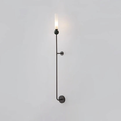 Marble Vertical Wall Lamp | Brass & Acrylic | Black, White, Green Marble