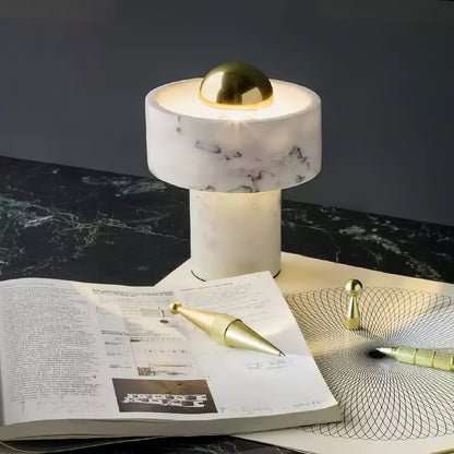 Marble Aura Table Lamp | Marble & Metal | White & Gold
