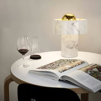Marble Aura Table Lamp | Marble & Metal | White & Gold