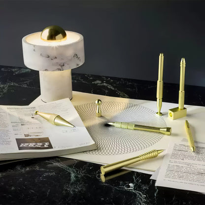 Marble Aura Table Lamp | Marble & Metal | White & Gold