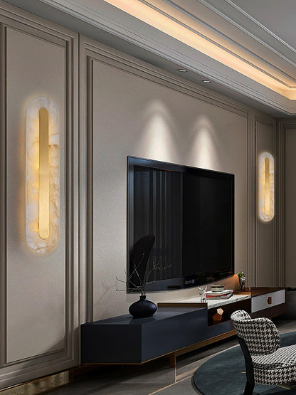 Alabaster Wall Sconce | Brass & Alabaster | Set of 2