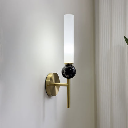 Marble Vertical Wall Lamp | Brass & Acrylic | Black, White, Green Marble