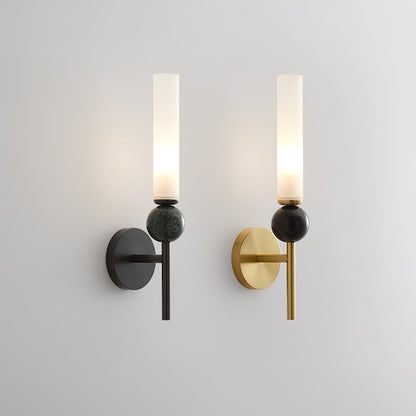 Marble Vertical Wall Lamp | Brass & Acrylic | Black, White, Green Marble