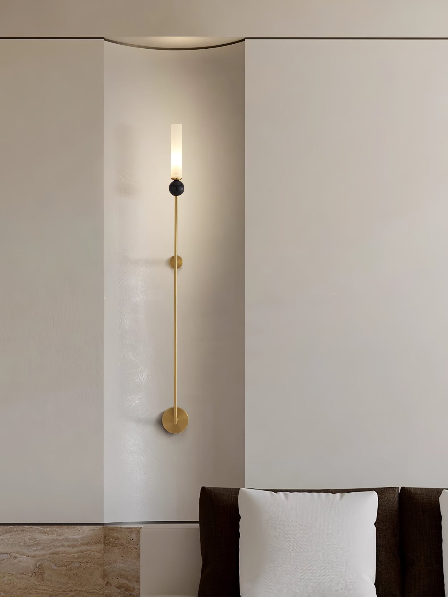 Marble Vertical Wall Lamp | Brass & Acrylic | Black, White, Green Marble