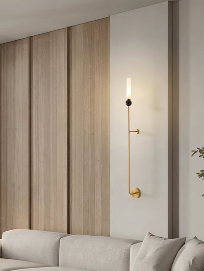 Marble Vertical Wall Lamp | Brass & Acrylic | Black, White, Green Marble