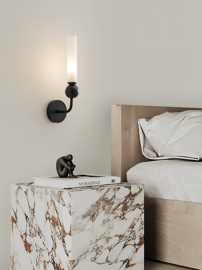 Marble Vertical Wall Lamp | Brass & Acrylic | Black, White, Green Marble