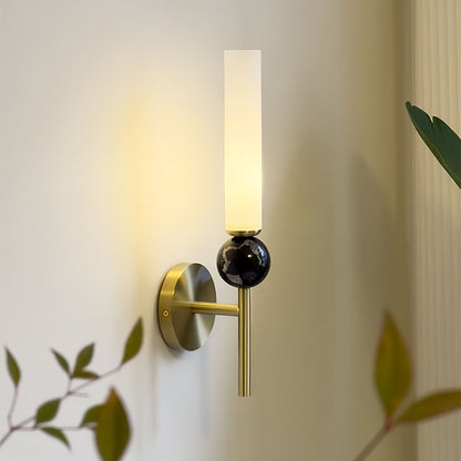 Marble Vertical Wall Lamp | Brass & Acrylic | Black, White, Green Marble
