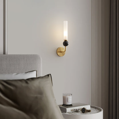 Marble Vertical Wall Lamp | Brass & Acrylic | Black, White, Green Marble