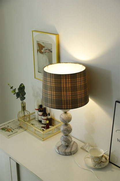 Marbliss Table Lamp | Marble & Fabric | Grey Shade