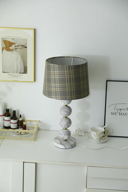 Marbliss Table Lamp | Marble & Fabric | Grey Shade