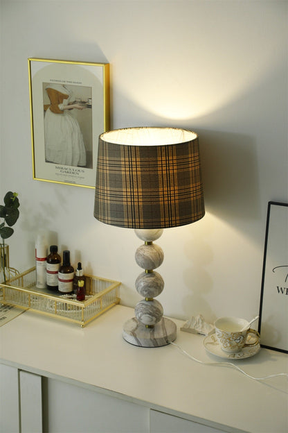 Marbliss Table Lamp | Marble & Fabric | Grey Shade