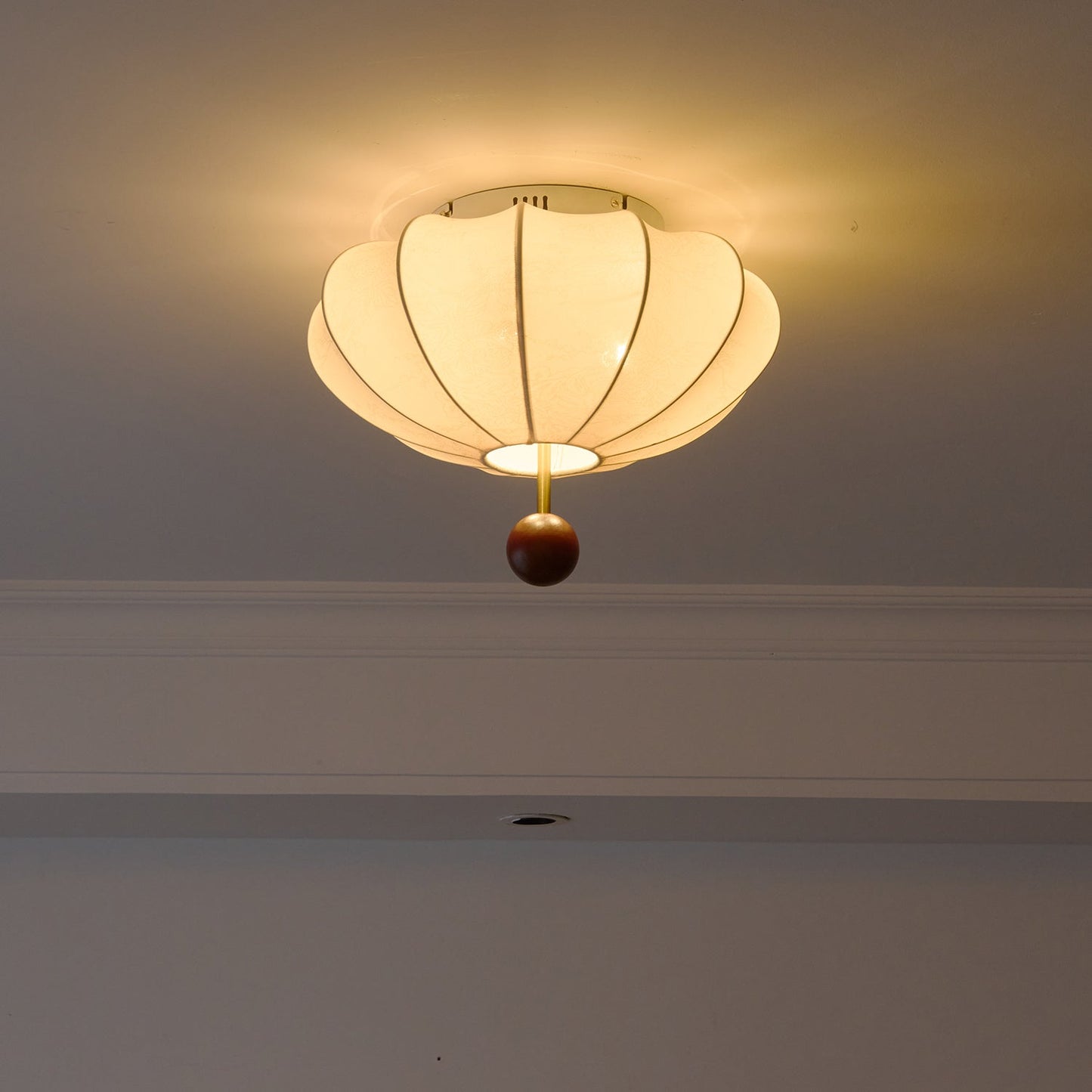 Marceline Ceiling Light | Wood & Fabric | Beige
