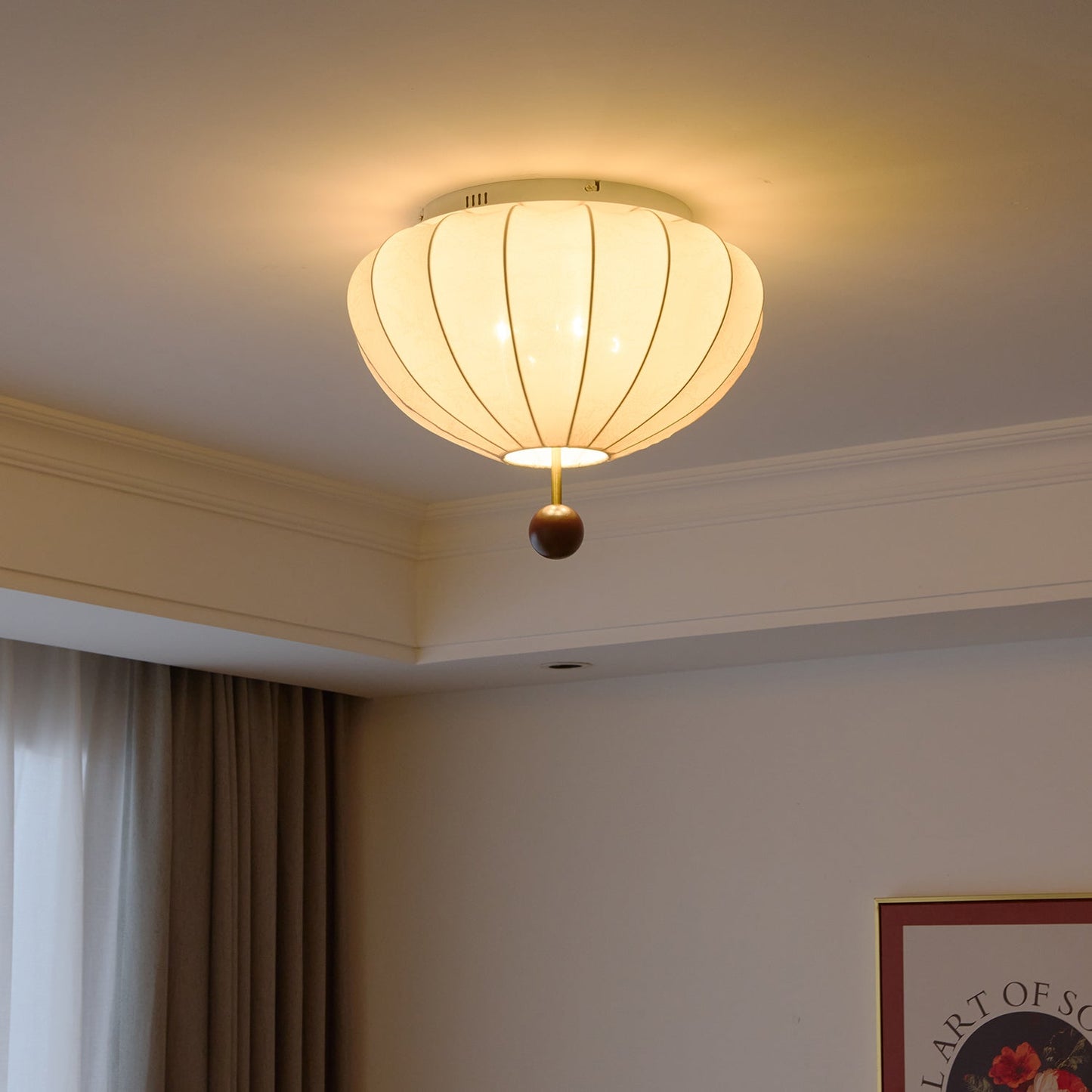 Marceline Ceiling Light | Wood & Fabric | Beige