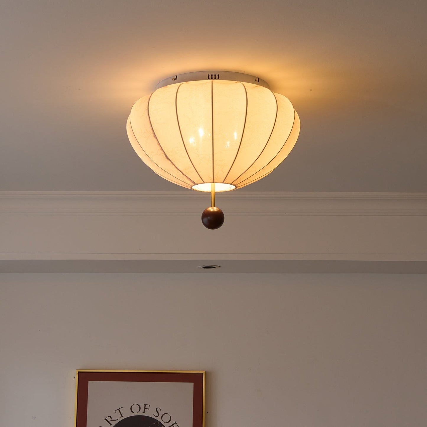 Marceline Ceiling Light | Wood & Fabric | Beige
