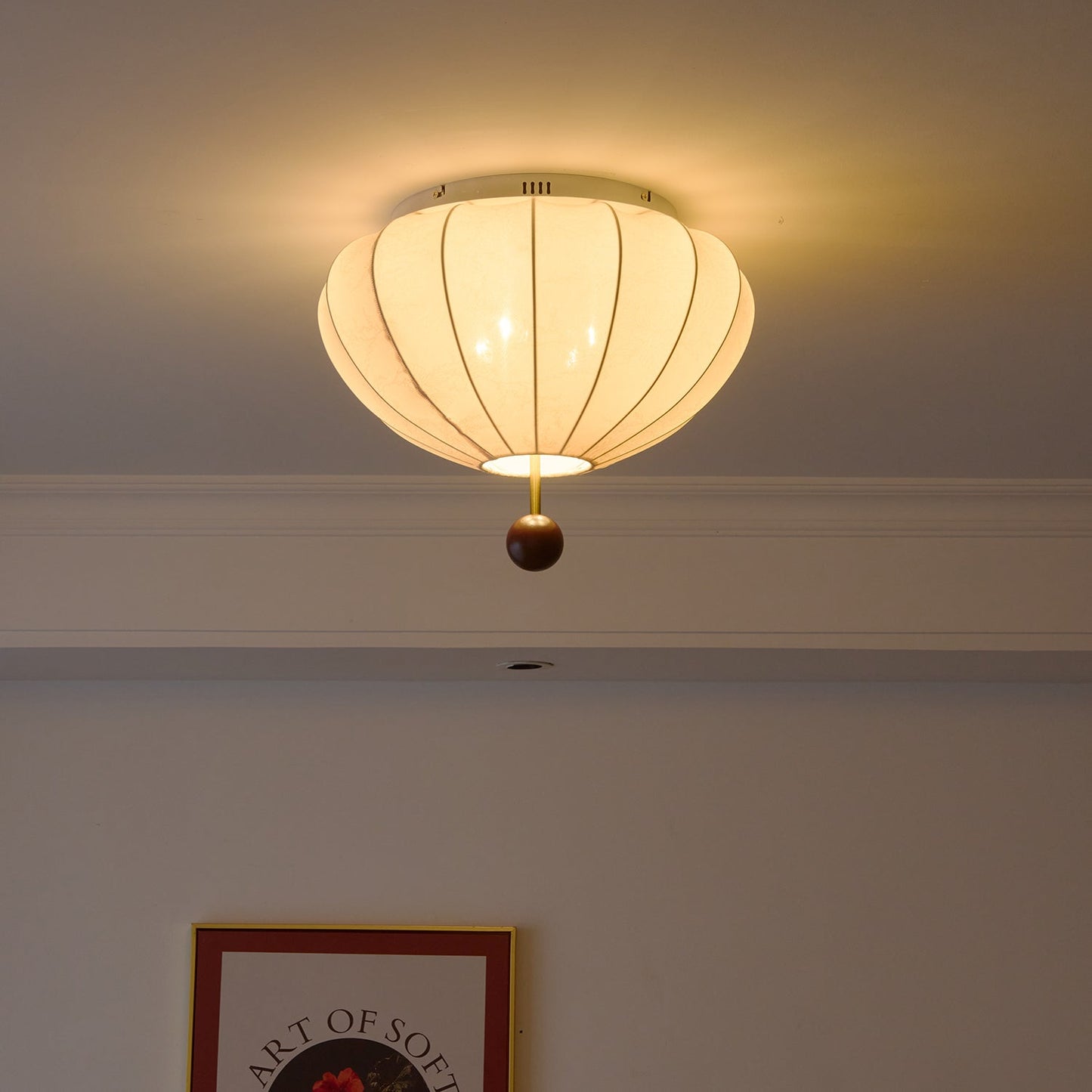 Marceline Ceiling Light | Wood & Fabric | Beige