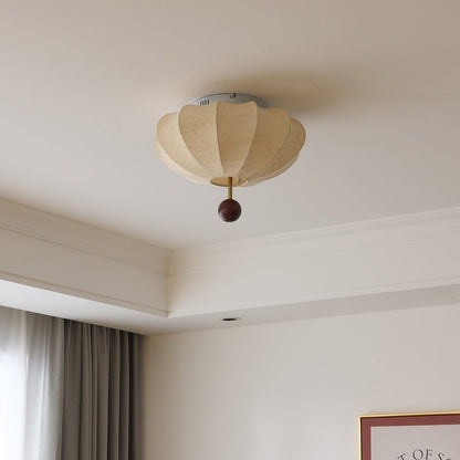 Marceline Ceiling Light | Wood & Fabric | Beige