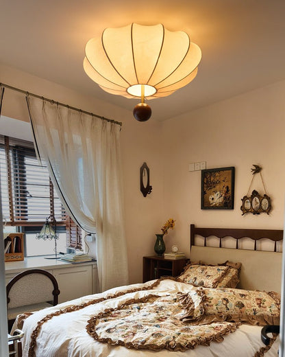 Marceline Ceiling Light | Wood & Fabric | Beige