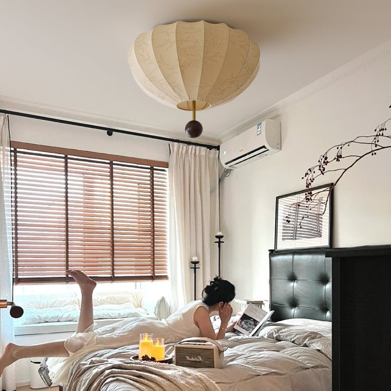 Marceline Ceiling Light | Wood & Fabric | Beige