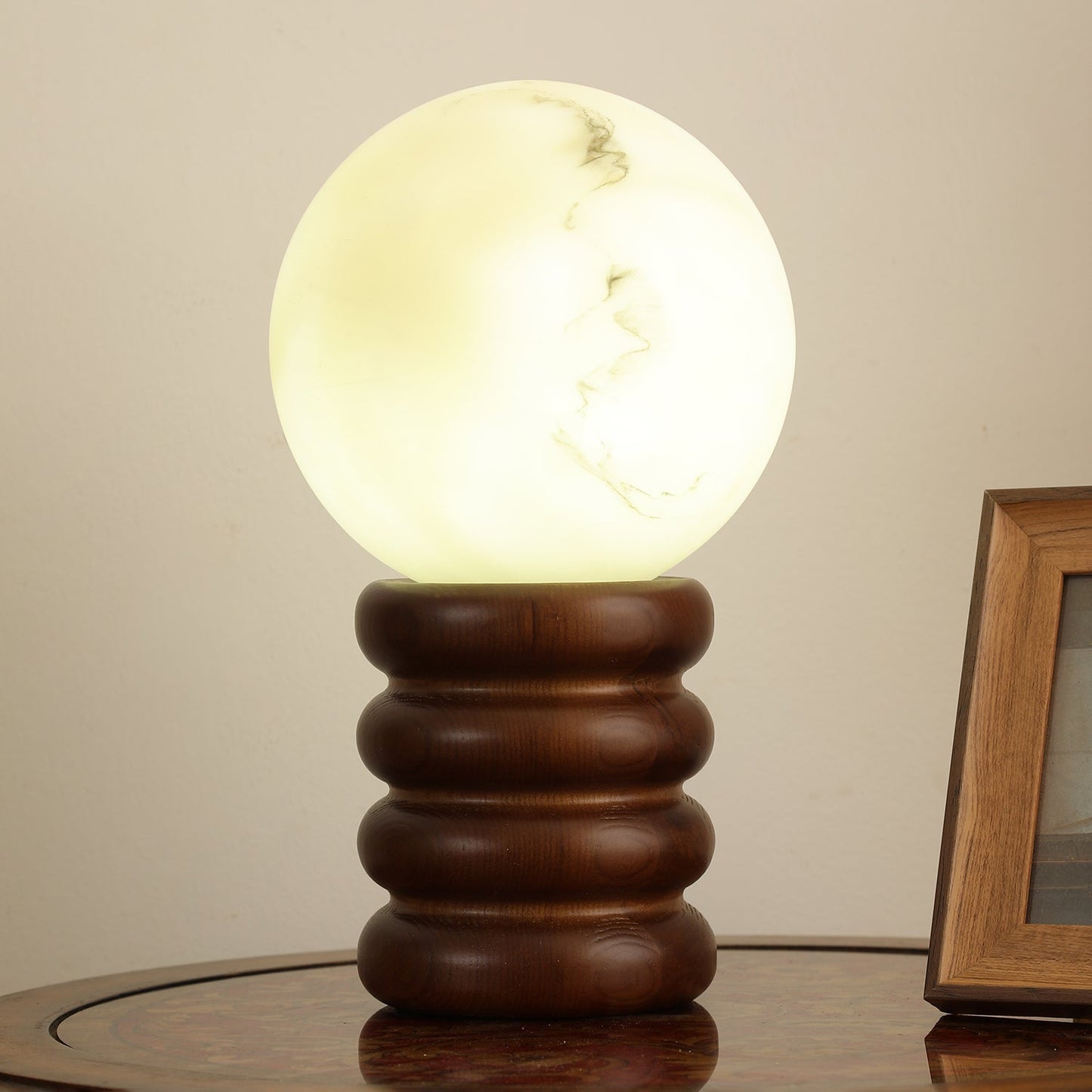 Marcus Table Lamp | Wood, Acrylic, Metal | Walnut Color