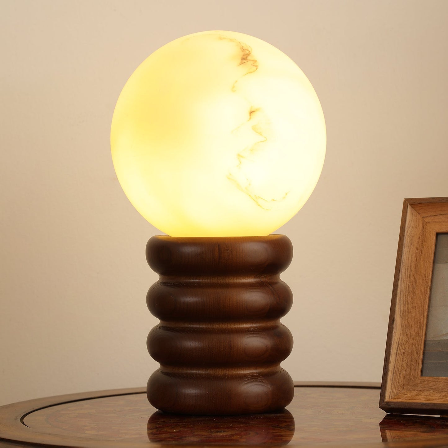 Marcus Table Lamp | Wood, Acrylic, Metal | Walnut Color