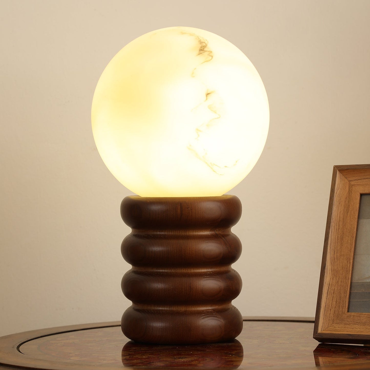 Marcus Table Lamp | Wood, Acrylic, Metal | Walnut Color