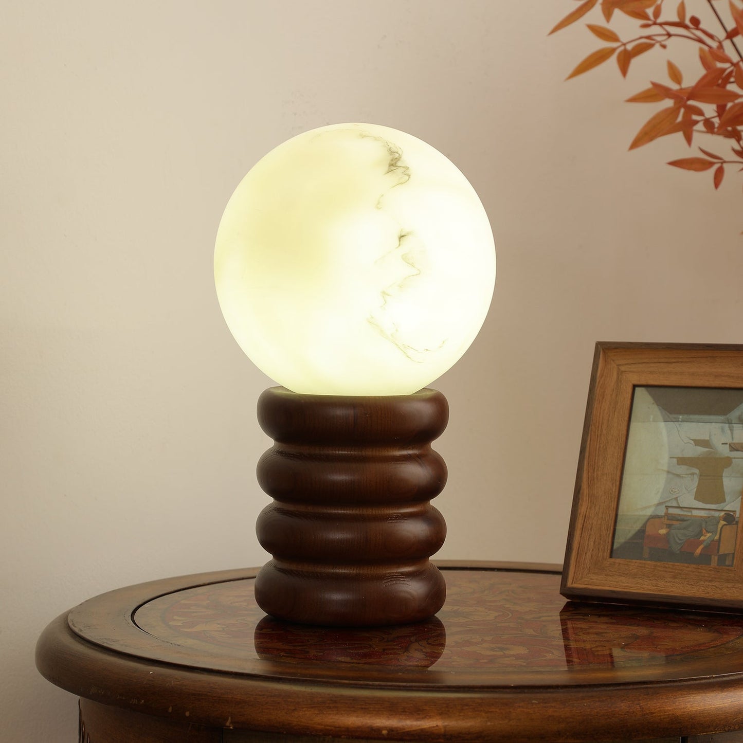 Marcus Table Lamp | Wood, Acrylic, Metal | Walnut Color