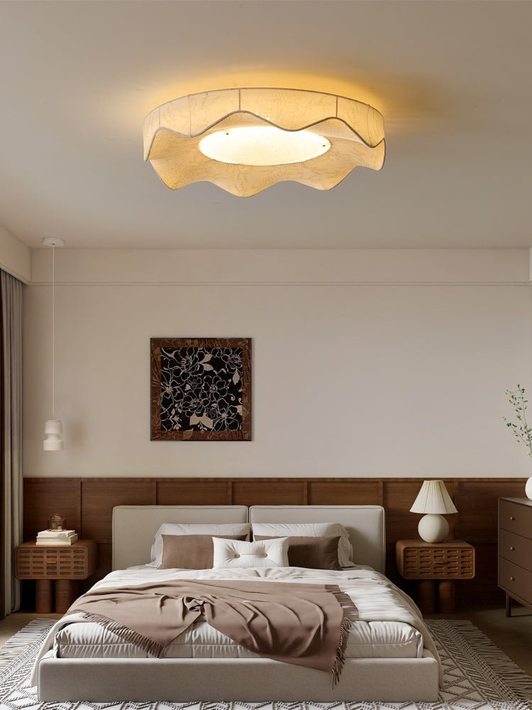 Marisca Ceiling Light | Fabric & Metal | Beige Shade