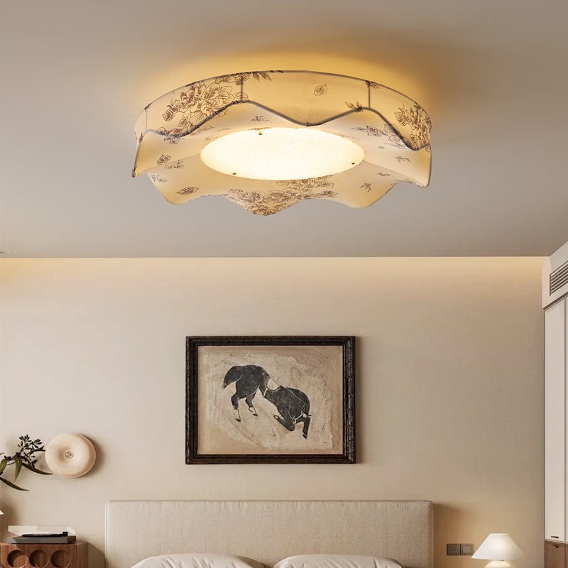 Marisca Ceiling Light | Fabric & Metal | Beige Shade