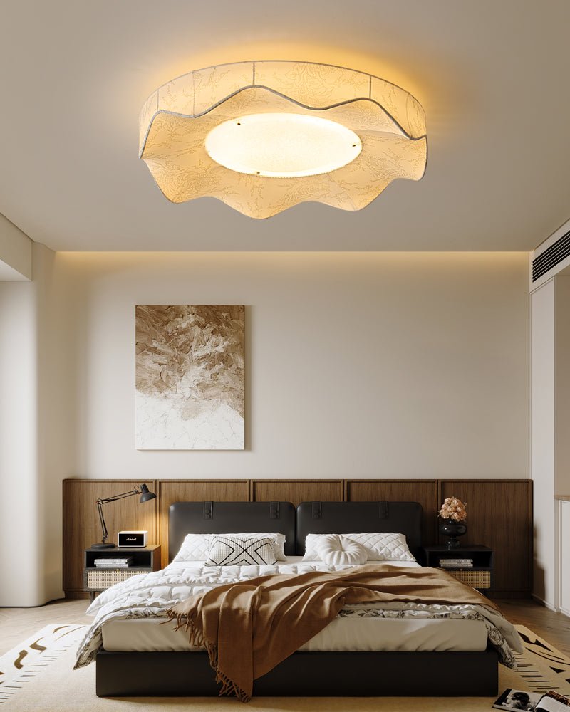Marisca Ceiling Light | Fabric & Metal | Beige Shade